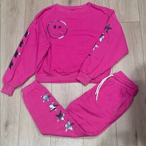 GAP Hot Pink Sweatshirt sweatpants set, custom made, teen, NWT SM XS so cute!